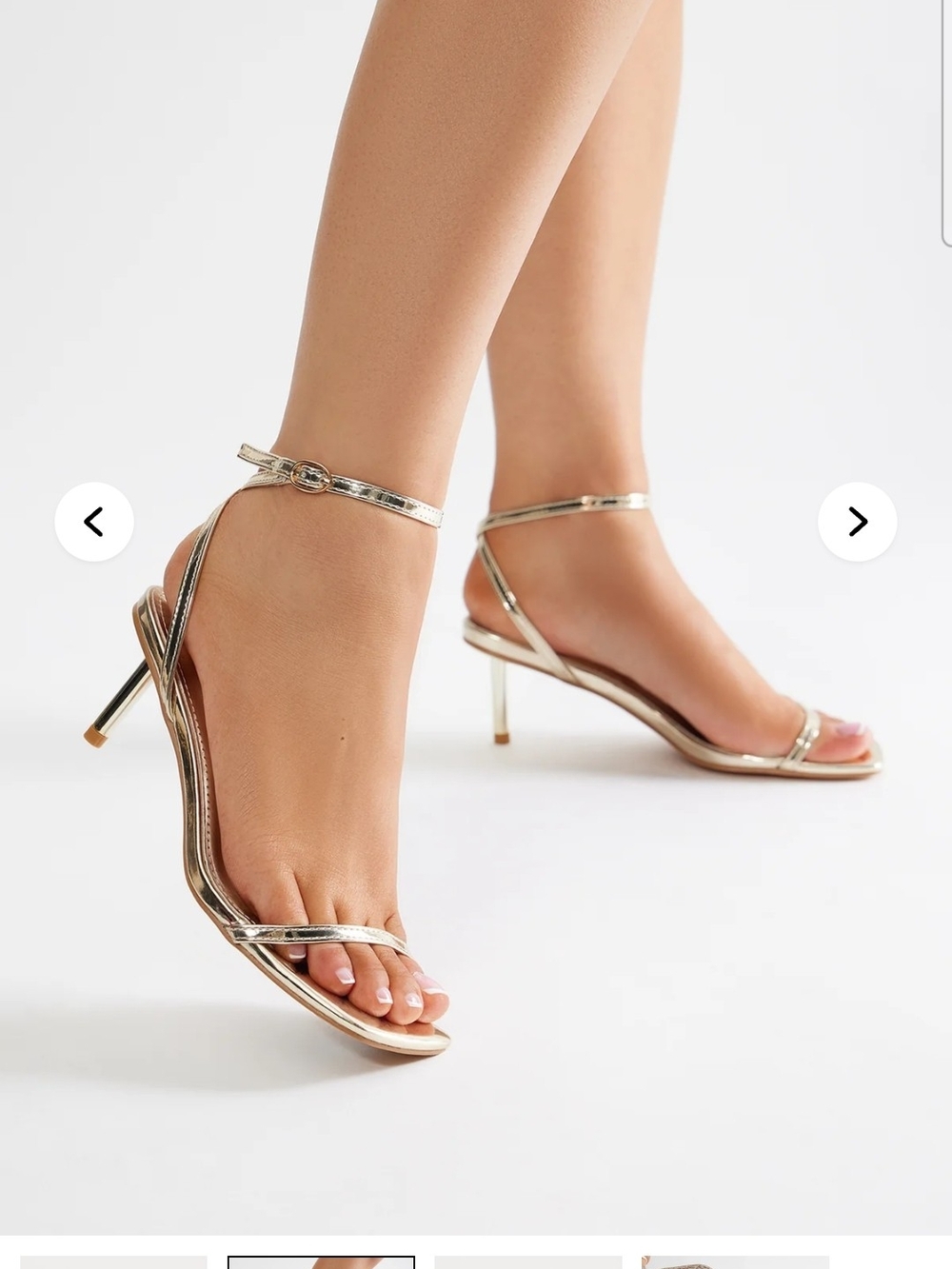 Fashion Nova Metallic Gold Ankle-Strap Stilettos